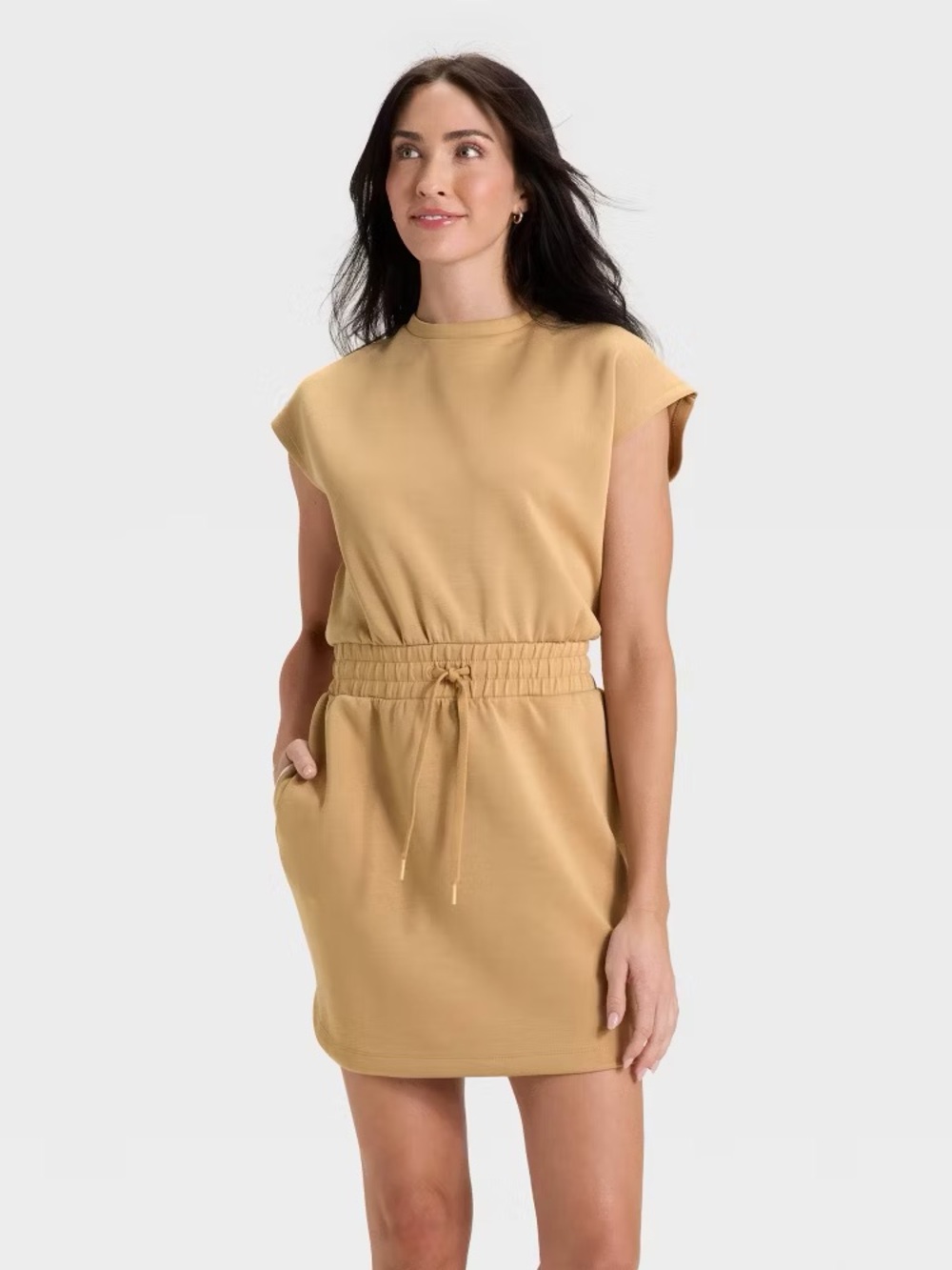 All in motion airy sleek dress in tan XS